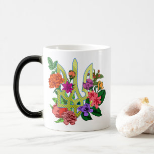 Mug Magique trident tryzub de l'héraldique ukrainienne fleurs