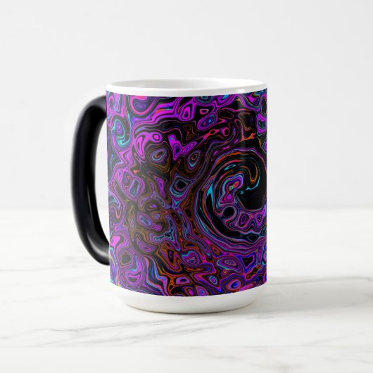 Mug Magique Trippy Black et Magenta Retro Liquid Swirl (Devant gauche)