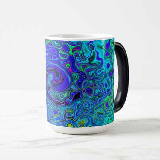 Mug Magique Trippy Violet Bleu Abstrait Retro Liquid Swirl (Devant droit)