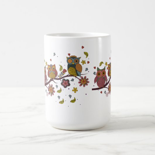 Mug Magique Trois hiboux sur branche (Centre)