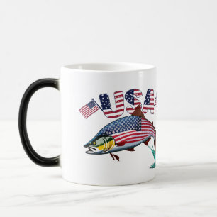 Mug Magique Truite arc-en-ciel recouverte d'un drapeau patriot