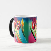 Mug Magique Tulipes rouges design abstrait (Devant gauche)
