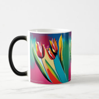 Mug Magique Tulipes rouges design abstrait