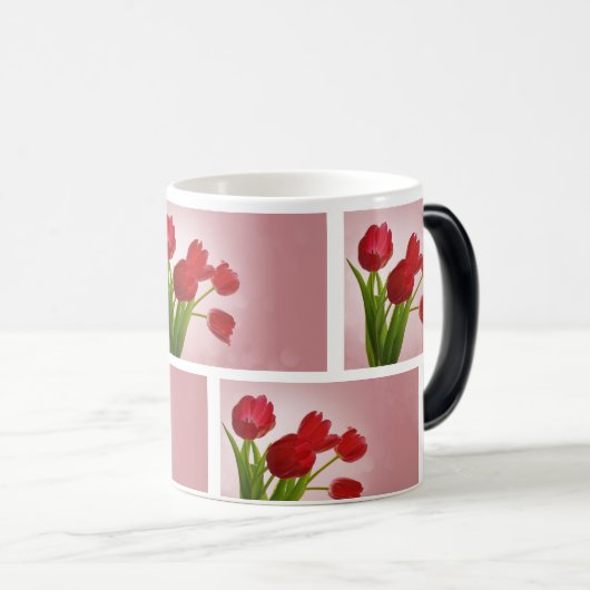 Mug Magique Tulipes rouges rayonnantes - Élégance florale (Devant droit)