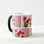 Mug Magique Tulipes rouges rayonnantes - Élégance florale (Devant gauche)