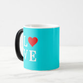 Mug Magique Turquoise Bleu AMOUR Moderne (Devant gauche)