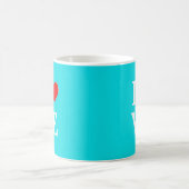 Mug Magique Turquoise Bleu AMOUR Moderne (Centre)