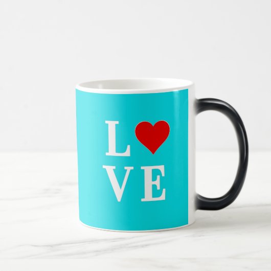 Mug Magique Turquoise Bleu AMOUR Moderne (Droite)