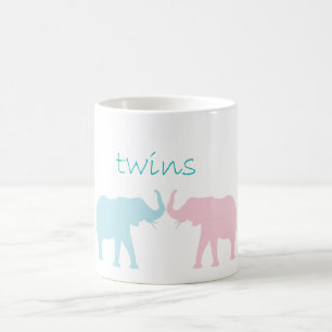 Mug Magique Twin Elephant Rose Et Bleu