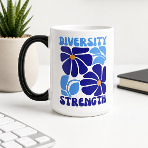 Mug Magique Typographie florale rétro de force de diversité