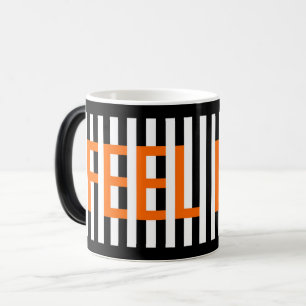 Mug Magique Typographie Moderne Orange Noir Blanc FEEL LIFE