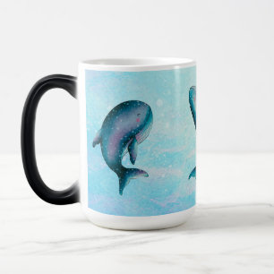 Mug Magique Une baleine à voile - Bleue Aquarelle Baleines