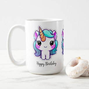 Mug Magique Unicorn Voeux d'anniversaire - Style Kawai