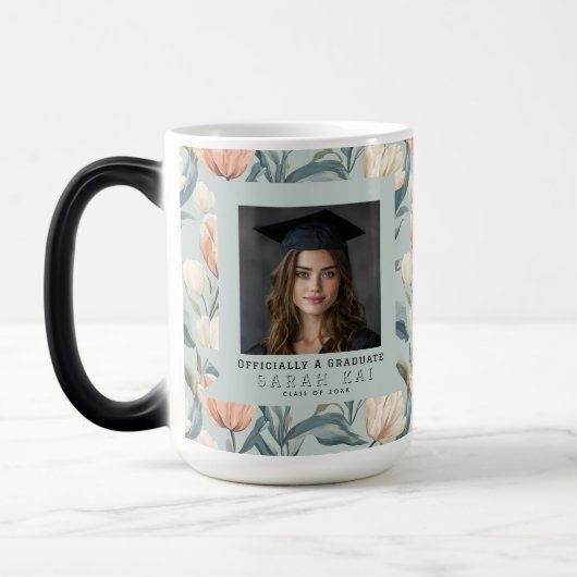 Mug Magique Unique Tulipe Fleur Phd Diplômé (Gauche)