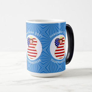 Mug Magique USA Angel Red Hair Hanoukka Drapeau personnalisé