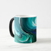 Mug Magique Vagues bleues art abstrait (Devant gauche)