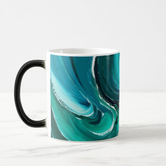 Mug Magique Vagues bleues art abstrait (Gauche)