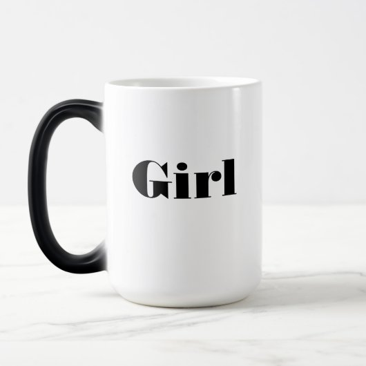 Mug Magique Vaisselle à texte "Fille" imprimé Élégant (Gauche)