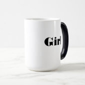 Mug Magique Vaisselle à texte "Fille" imprimé Élégant (Devant droit)