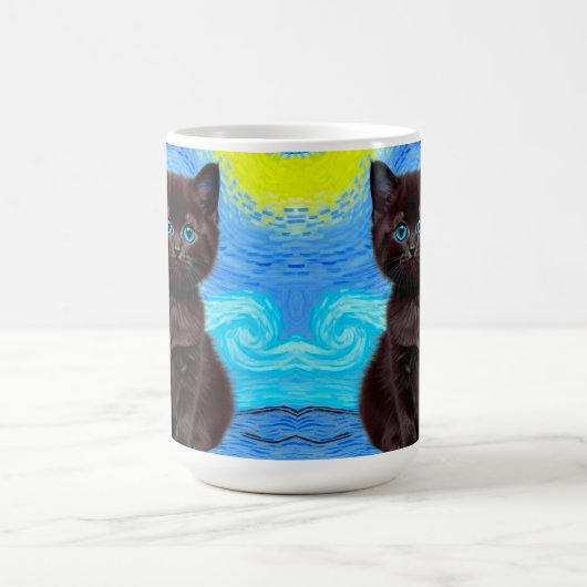 Mug Magique Van Gogh Starry Night Black Cat (Centre)