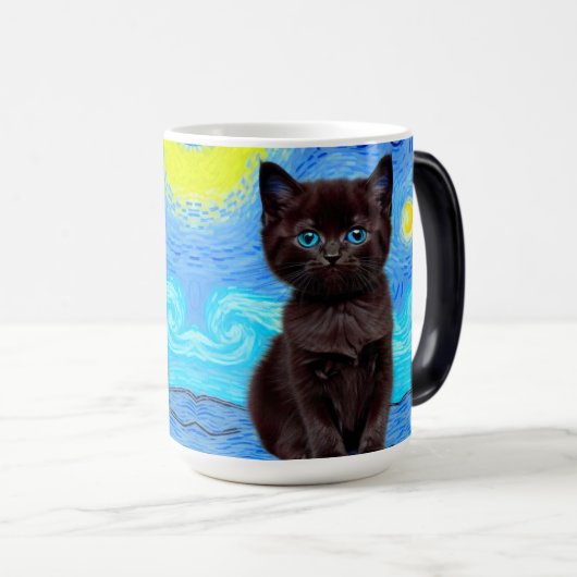 Mug Magique Van Gogh Starry Night Black Cat (Devant droit)