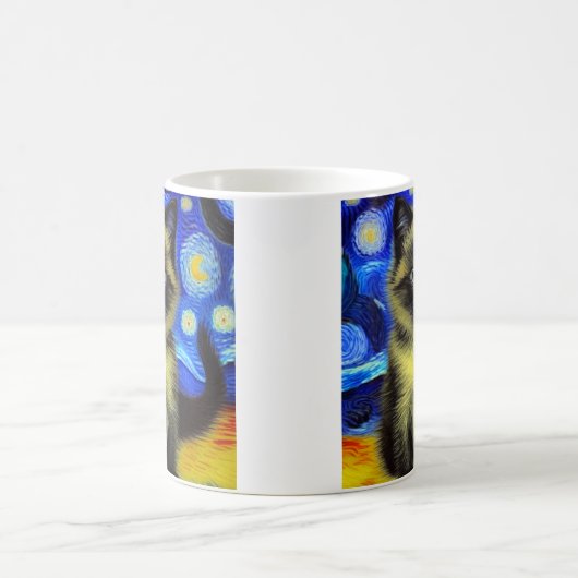 Mug Magique Van Gogh Starry Nuit Siamese Cat (Centre)