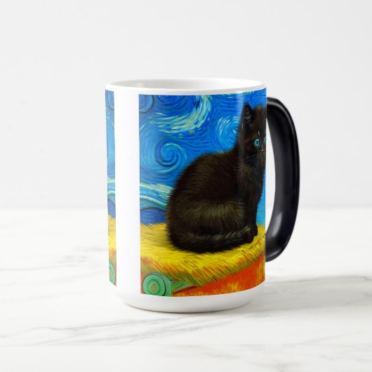 Mug Magique Van Gogh Style Starry Night Cat (Devant droit)