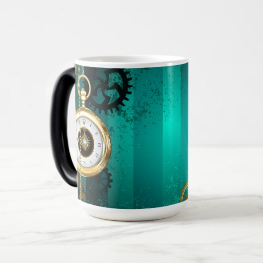 Mug Magique Veille bijoux Steampunk sur un Arrière - plan vert (Devant gauche)