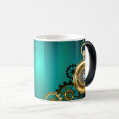 Mug Magique Veille bijoux Steampunk sur un Arrière - plan vert (Devant droit)