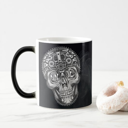Mug Magique Vélo ou mourir ! ! Conception du crâne à vélo (Avec donut)