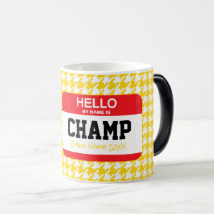 Mug Magique Ventilateur sportif Mon nom est Tag Houndstooth An