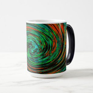 Mug Magique Vert Citron et Tourbillon Rétro Abstrait Orange