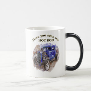 Mug Magique Vieux roadster vintage bleu avec le moteur