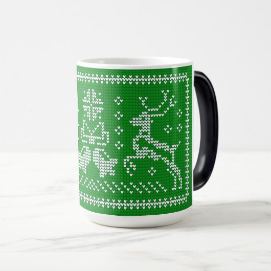 Mug Magique Vilain chandail sonneries cloches cerfs de Noël ve (Devant droit)