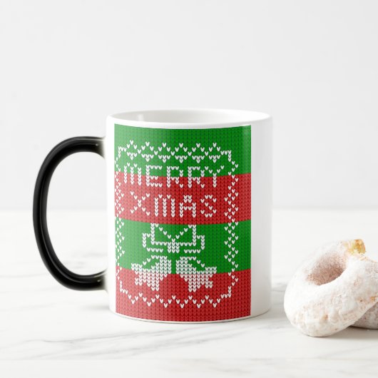 Mug Magique Vilain pull motif sonnettes Joyeux fils Xmas (Avec donut)