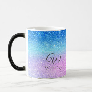 Mug Magique Violet ombré bleu pailleté moderne élégant