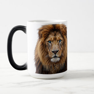 Mug Magique Visage de lion majestueux aux yeux bleus Faune A