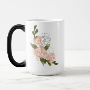 Mug Magique Visage floral minimal – roses douces