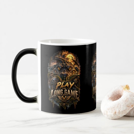 Mug Magique VLLC Play The Long Game Motivation Crocodile Graph (Avec donut)