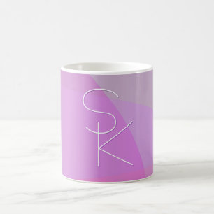 Mug Magique Vos initiales qui se chevauchent Géométrique ros