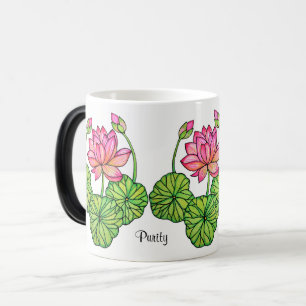Mug Magique Watercolor Pink Lotus with Buds & Leaves