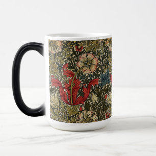 Mug Magique William Morris Élégant motif floral rouge vert