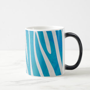 Mug Magique Zèbre Bleu et Imprimé Blanc