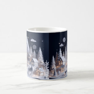 Mug Magnifique Art Style de papier Hiver Faune Scène