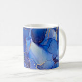 Mug Magnifique Bleu Or Art Abstrait (Devant droit)