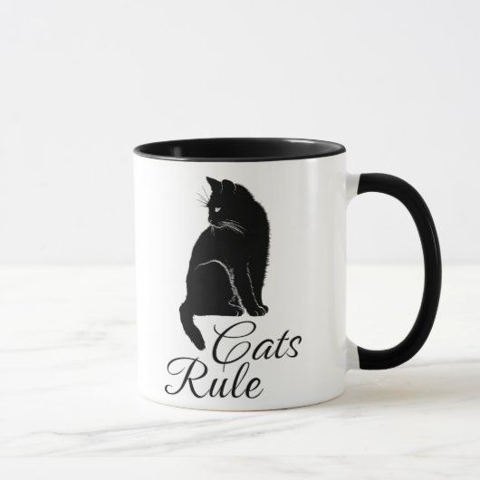 Mug Magnifique chat assis de dos avec le texte "Les ch (Droite)