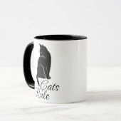 Mug Magnifique chat assis de dos avec le texte "Les ch (Devant gauche)