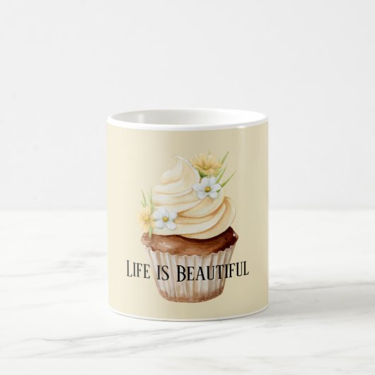 Mug Magnifique Cupcake Fleur Jaune Crème (Centre)