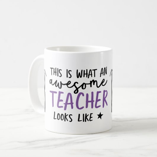 Mug Magnifique enseignant typographie moderne violet c (Devant gauche)