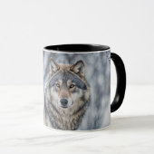 Mug Magnifique loup dans la neige Faune (Devant droit)